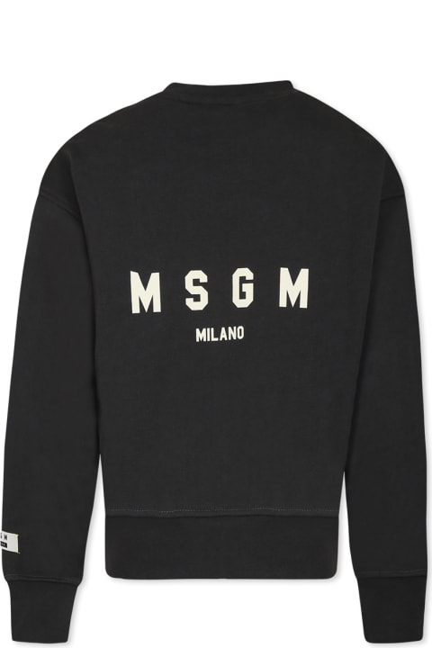 MSGM Sweaters & Sweatshirts for Boys MSGM Black Sweatshirt For Kids With Logo