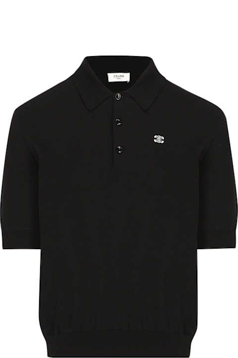 Celine قمصان لـ القسم الرجالي Celine Triomphe Logo Embroidered Polo Shirt