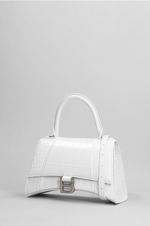 Bags Sale for Women Balenciaga Hourglass B Shoulder Bag In White Leather