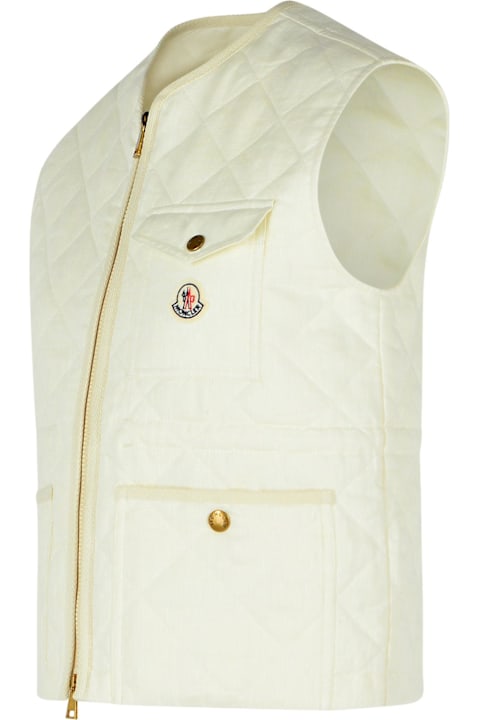 معاطف وجواكت لـ السيدات Moncler 'vigny' White Linen Vest