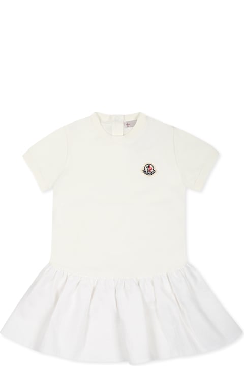 Moncler Bodysuits & Sets for Baby Girls Moncler White Dress For Baby Girl With Logo