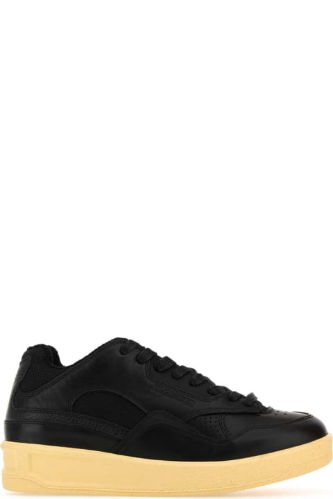 Fashion for Women Jil Sander Black Leather And Fabric Basket Sneakers