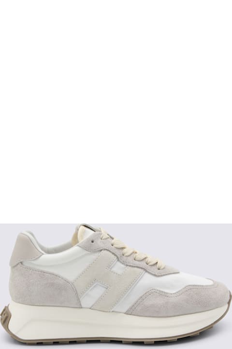 Hogan White And Beige Leather Sneakers