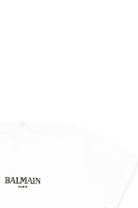 Balmain T-Shirts & Polo Shirts for Baby Girls Balmain White T-shirt For Babykids With Logo