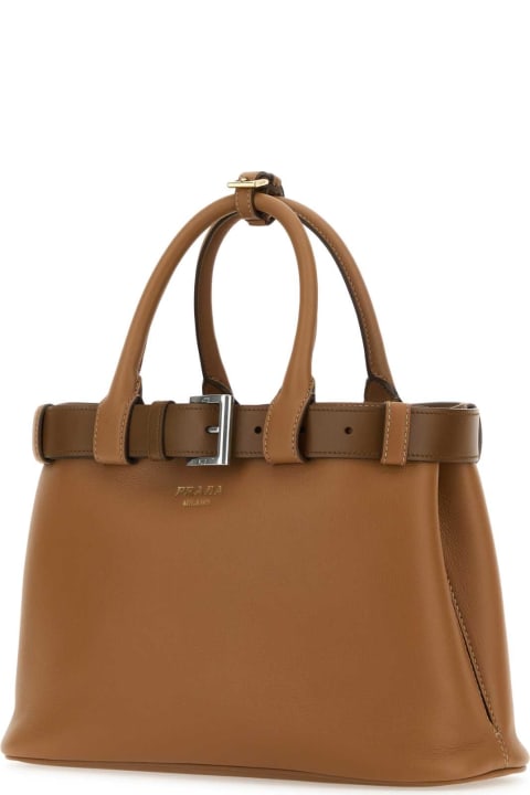 Prada for Women Prada Caramel Leather Prada Buckle Medium Handbag