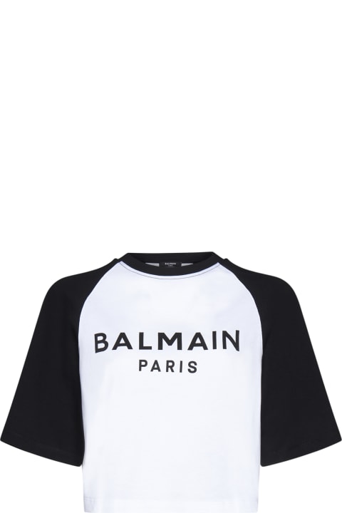 Balmain for Women Balmain Printed Raglan Cropped T-shirt