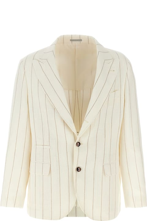 Brunello Cucinelli for Men Brunello Cucinelli Pinstriped Deconstructed Blazer