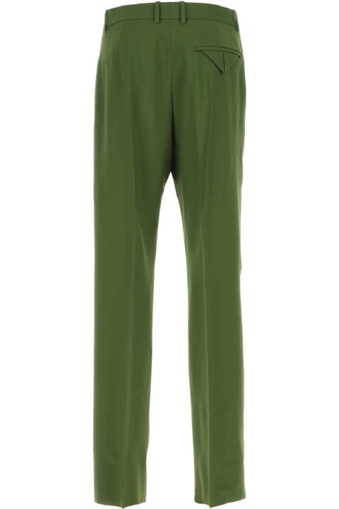 Clothing for Men Bottega Veneta Olive Green Wool Pant