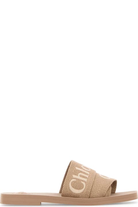 Chloé Boots for Women Chloé Beige Linen Woody Slippers