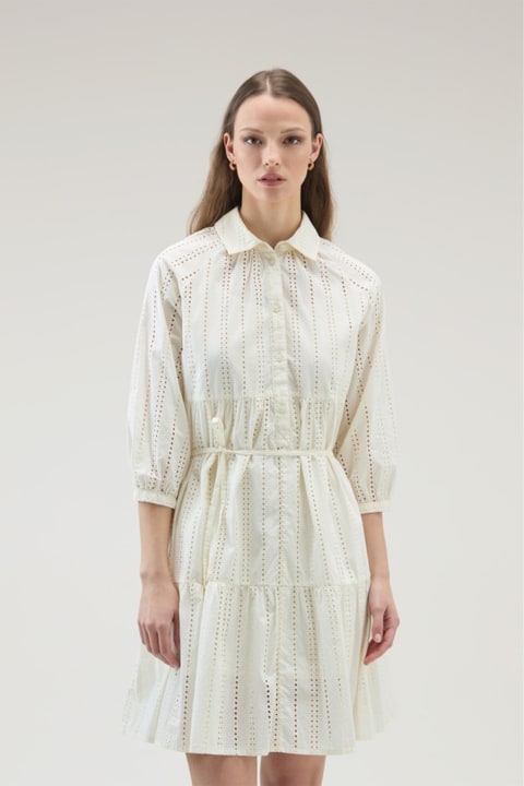 Woolrich Dresses for Women Woolrich White Sangallo Long-sleeved Dress