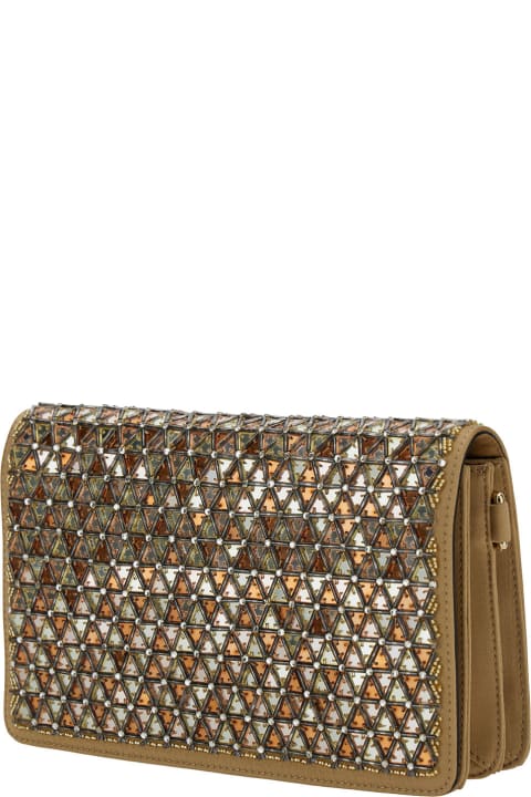 Alberta Ferretti Shoulder Bags for Women Alberta Ferretti Brown Pochette With Mosaic Embroidery In Satin Woman