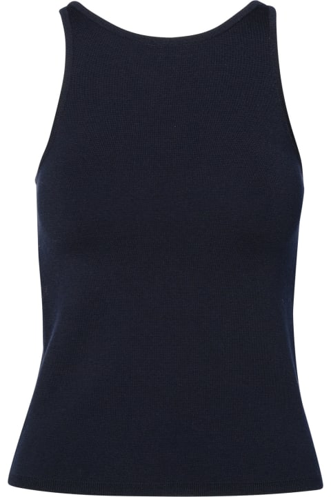 Max Mara Clothing for Women Max Mara Blue Virgin Wool Blend Top