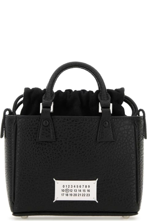 Bags Sale for Women Maison Margiela Black Leather 5ac Tote Horizontal Handbag