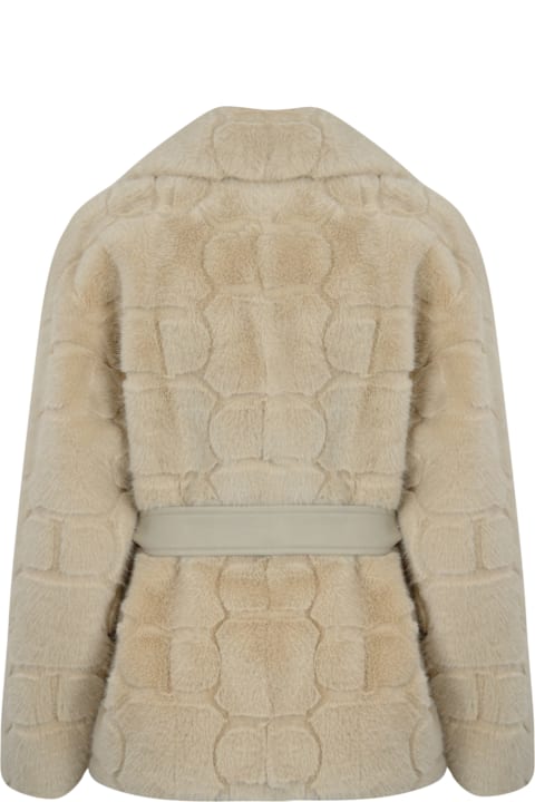 Homeware TwinSet Short Faux Fur Coat With Logo