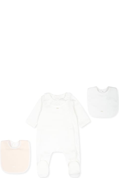 Chloé for Kids Chloé Ivory Babygrow Set For Baby Girl With Logo