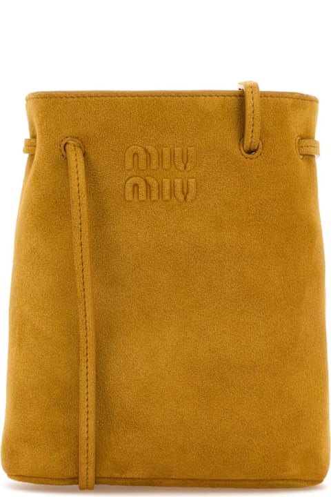 Shoulder Bags for Women Miu Miu Mustard Suede Crossbody Bag