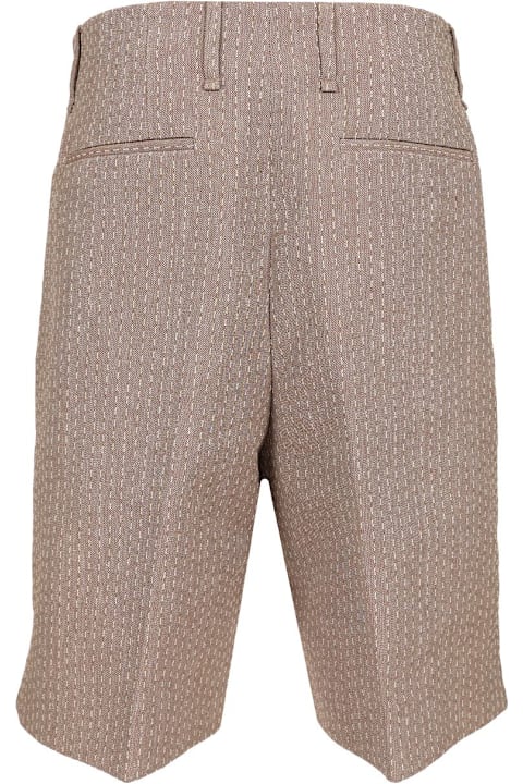 Fendi Pants for Men Fendi Beige Jacquard Bermuda Shorts With Stitching