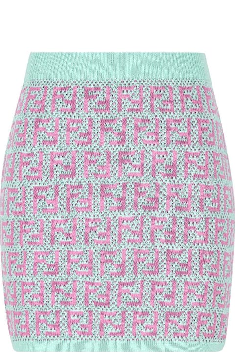 Fendi لـ أولاد Fendi Ff-intarsia Crochet-knitted Mini Skirt