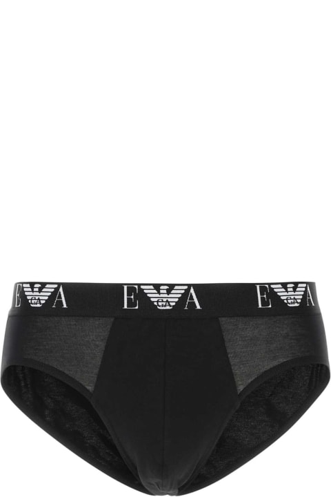 Emporio Armani Underwear for Men Emporio Armani Black Stretch Cotton Brief Set