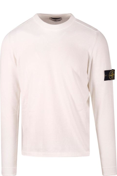 Sweaters for Men Stone Island Compass Patch Crewneck Knitted Jumper