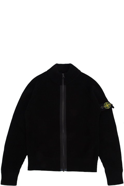 Stone Island for Boys Stone Island Compass-badge Raglan Zipped Cardigan