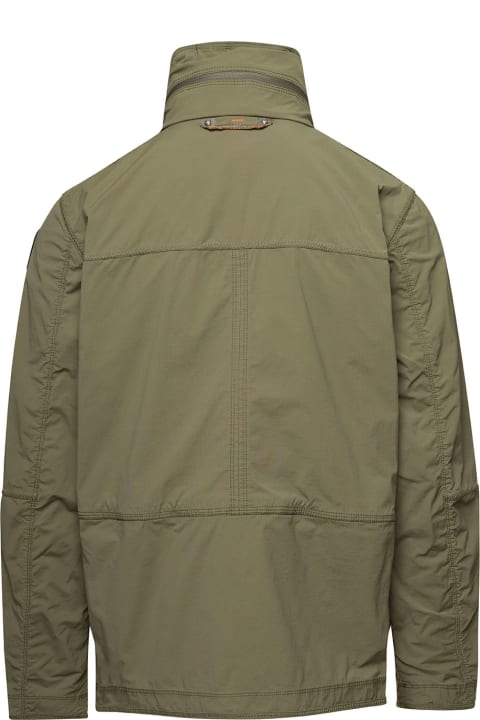 'celsius' Military Green High Neck Jacket With Patch Pocket In Cotton Blend Man