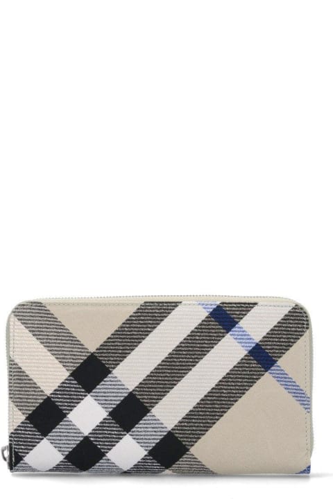 Wallets for Men Burberry Large Checked Zip-around Wallet