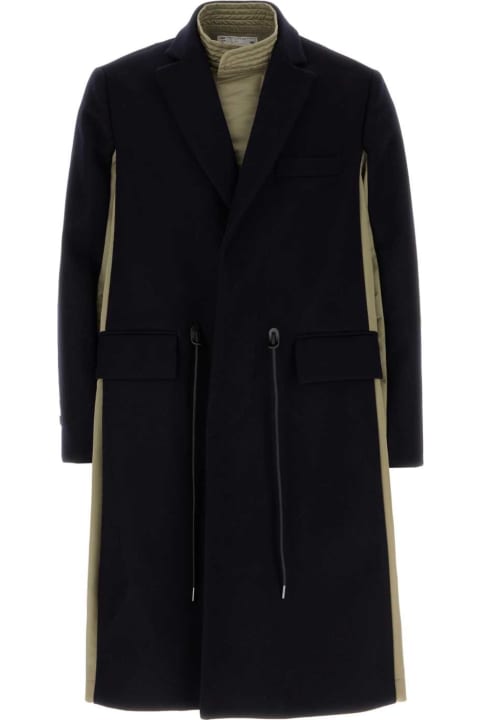 Sacai Coats & Jackets for Men Sacai Black Wool Melton Coat