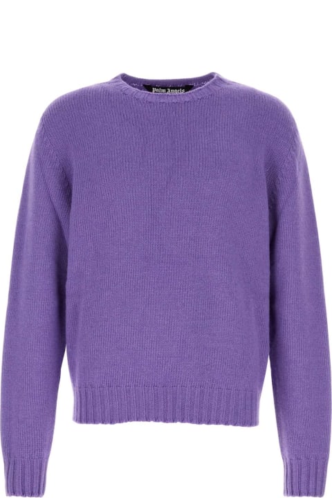 Palm Angels Sweaters for Men Palm Angels Purple Wool Blend Sweater