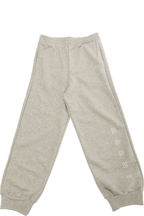 Homeware Marni Grey Pants With Logo On The Leg In Cotton Boy
