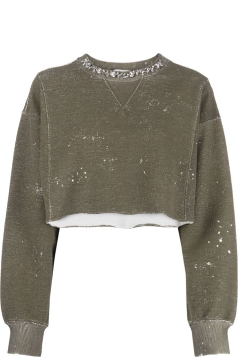 Fleeces & Tracksuits for Women Golden Goose Cropped Ruined Print Sweatshirt