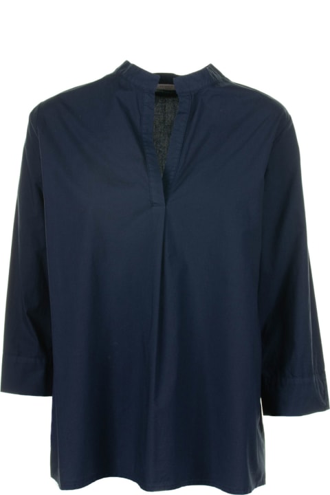 Via Masini 80 Clothing for Women Via Masini 80 Blue Long-sleeved Blouse