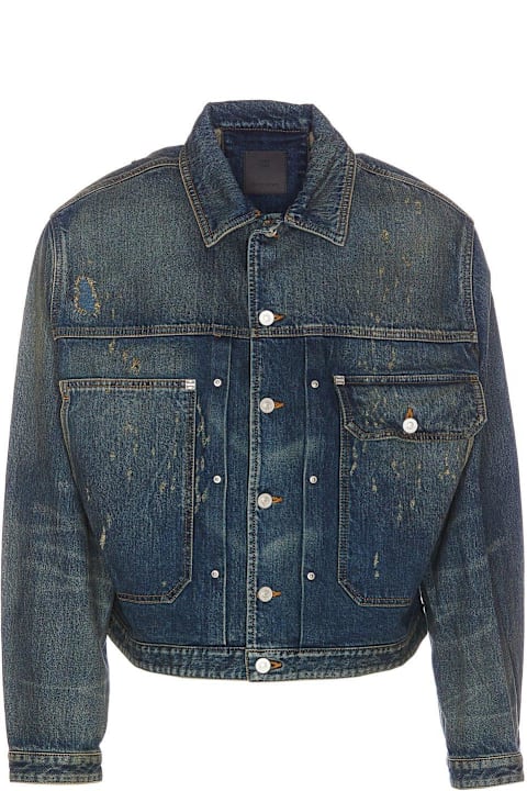 Givenchy Clothing for Men Givenchy 4g Plaque Distressed Denim Jacket