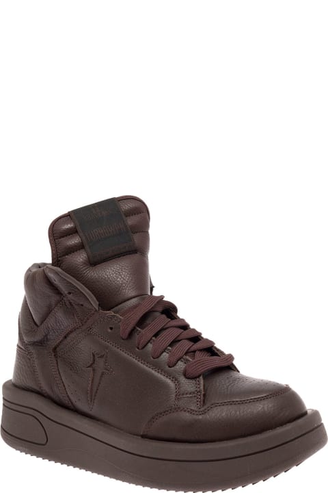 Converse X Darkshdw Man's Brown Leather High Top Turboxpn Sneakers