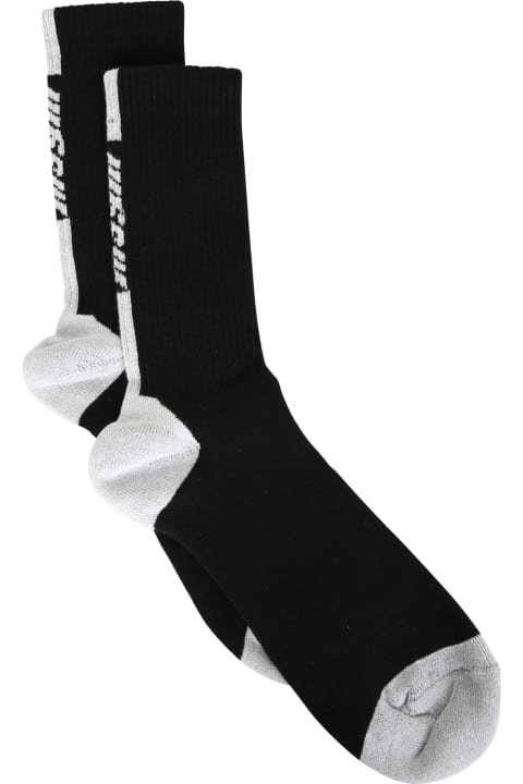 メンズ MSGMのアンダーウェア MSGM Ribbed Socks With Logo From Msgm