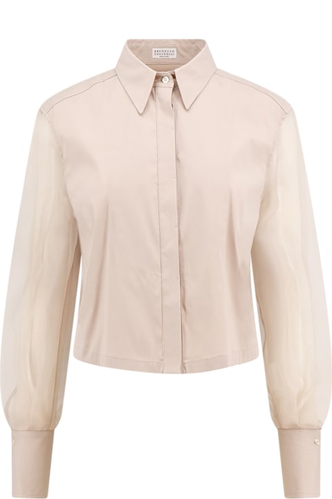 Brunello Cucinelli Clothing for Women Brunello Cucinelli Cotton Shirt With Voile Sleeves