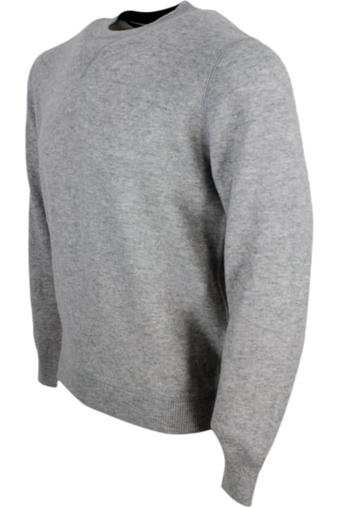 Crew-neck Sweater In Fine And Very Soft Cashmere With Sweatshirt-style Workmanship