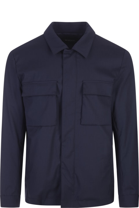 Kiton Coats & Jackets for Men Kiton Navy Blue Virgin Wool Jacket