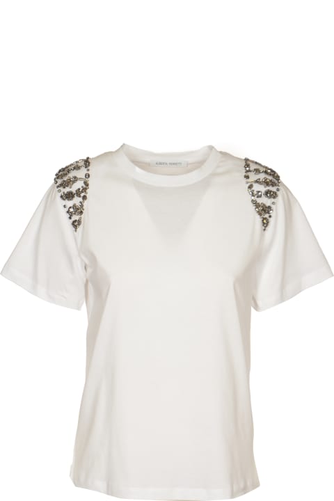 Topwear for Women Alberta Ferretti Rhinestone Embellished Round Neck T-shirt