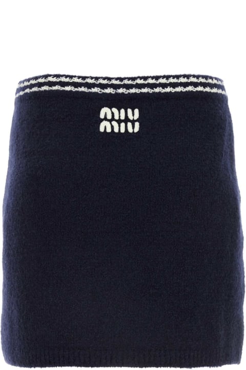 Miu Miu Clothing for Women Miu Miu Blue Wool Blend Mini Skirt