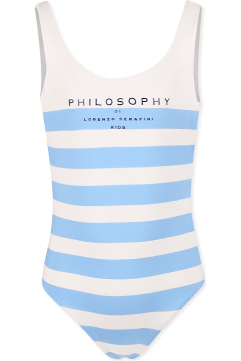Philosophy di Lorenzo Serafini Kids for Women Philosophy di Lorenzo Serafini Kids Light Blue Swimsuit For Girl With Logo