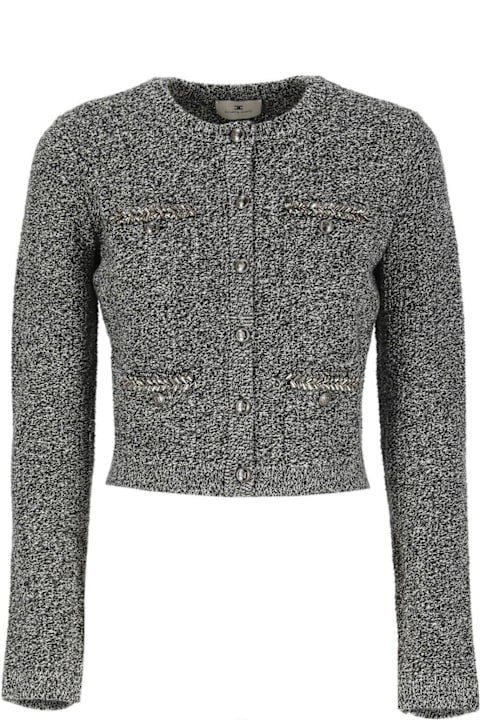 Elisabetta Franchi سترات لـ السيدات Elisabetta Franchi Embroidered Bouclé Cropped Cardigan