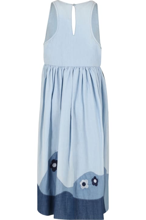 Fashion for Girls Stella McCartney Kids Light Blue Dress For Girl With Flowers