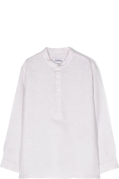 Fashion for Boys Dondup Sand Linen Shirt With Mandarin Collar