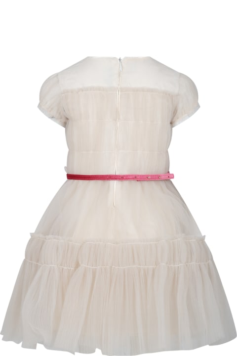 Monnalisa for Kids Monnalisa Ivory Dress For Girl With Flowers