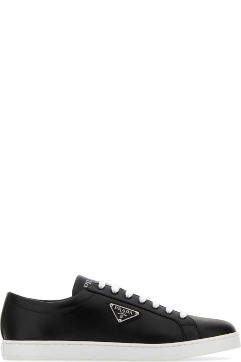 メンズ Pradaのシューズ Prada Black Leather Sneakers