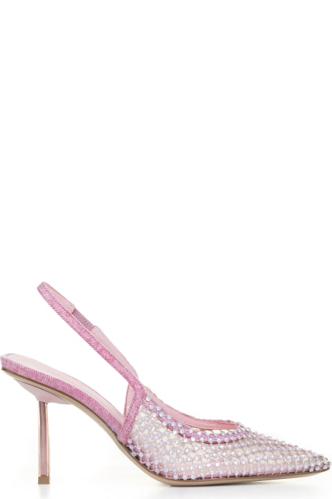 Bridal Shoes for Women Le Silla Gilda Jewel Fishnet Slingback Pump