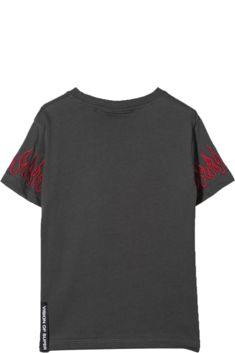 ボーイズ Vision of SuperのTシャツ＆ポロシャツ Vision of Super M/c Embroidery Red Flames