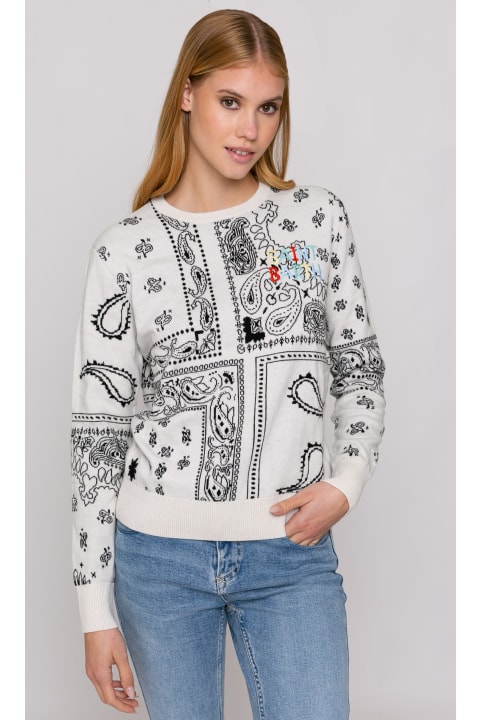 Homeware MC2 Saint Barth Woman Sweater With Bandanna Print Embroidery