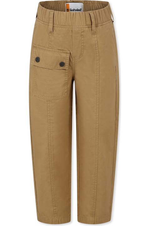 Timberland Bottoms for Boys Timberland Beige Trousers For Boy With Logo